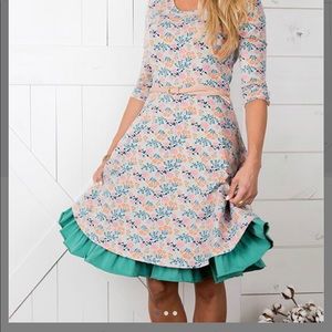 Green & White Down on the farm A Line Dress Women
